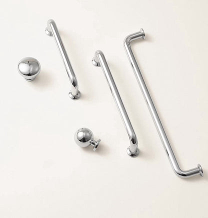 Polished silver cabinet d handles in 3.75, 5 and 7.5 inch hole spacing