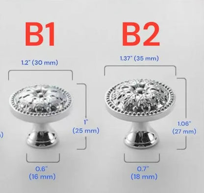 Assorted Polished Chrome Cabinet Knob, Shiny Silver Floral Drawer Pull, Kitchen Hardware