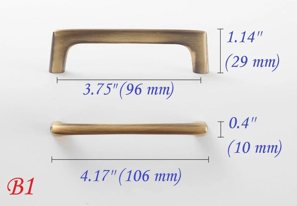 Antique Bronze Cabinet D Handles - 3.75" to 7.5"