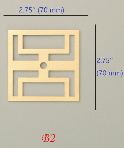Elegant Solid Brass Cabinet Knob Backplates, Brushed Gold, MCM Style