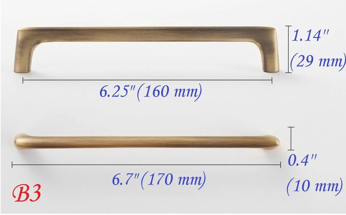 Antique Bronze Cabinet D Handles - 3.75" to 7.5"