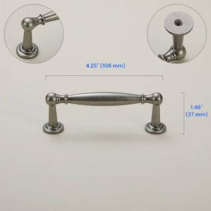 Antique Pewter Brass Cabinet Handles 76 96 128 160 mm, Drawer Knob, Rustic Kitchen Cup Pull