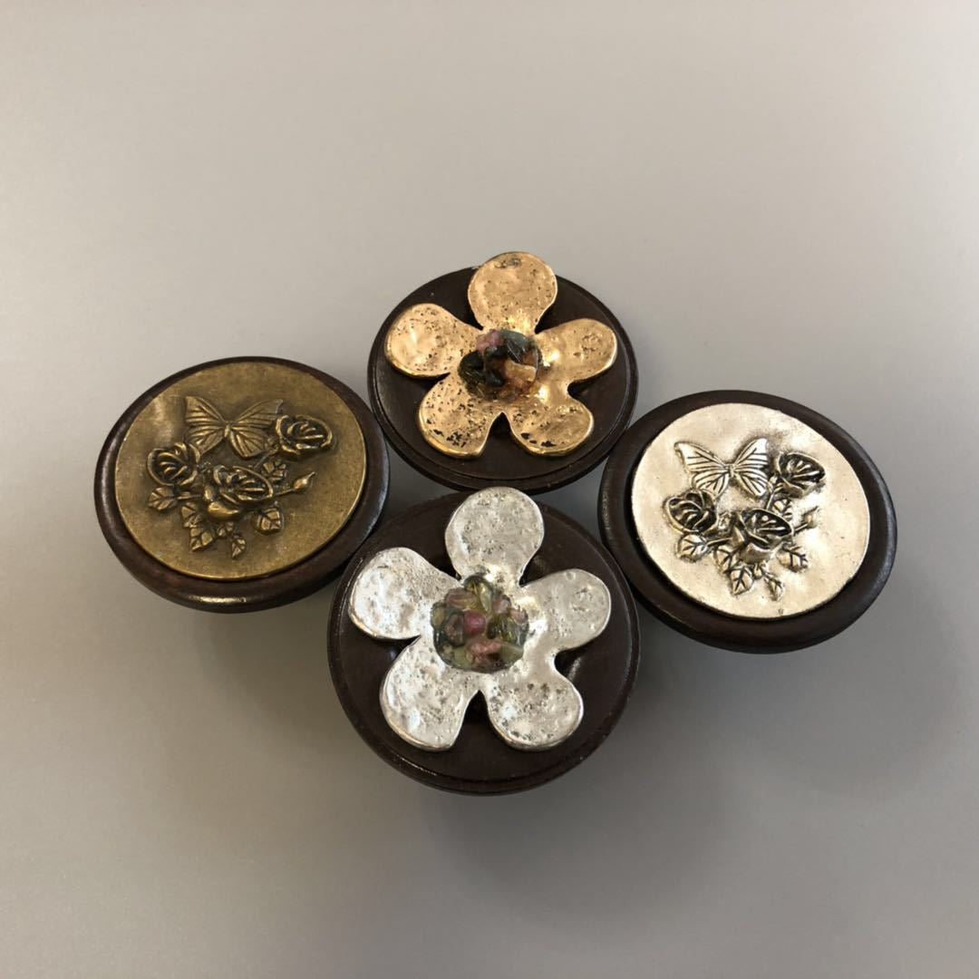 Wooden Floral Cabinet Knob, Farmhouse Drawer Pull, Art Deco Kitchen Hardware