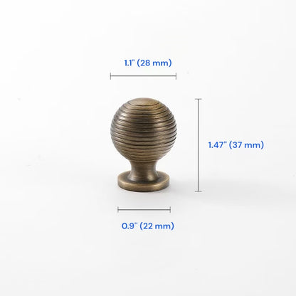 Fluted Brass Cabinet Pulls 96 128 160 224 256 320 mm, Antique Bronze Knurled Kitchen Hardware