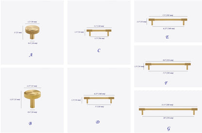 Knurled Brass Cabinet Bar Pulls in Matte Black, Antique Bronze & Brushed Gold