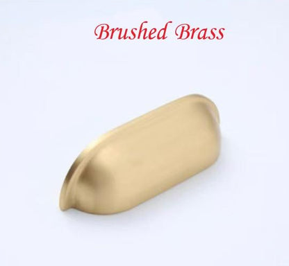 2.5" 64 mm Centers Brass Cup Drawer Pulls, Polished Gold Chrome Bronze