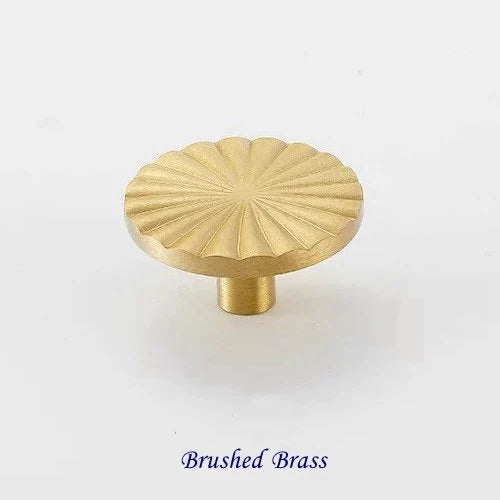 Contemporary Brass Sunburst Circular Drawer Pulls - 4 Finishes