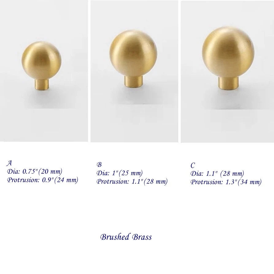 Brass Ball Knobs, Black Gold Chrome Nickel