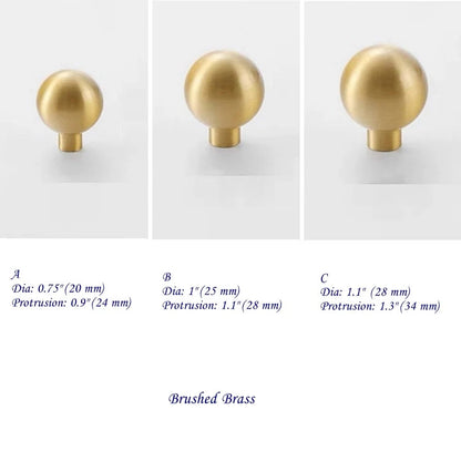 Brass Ball Knobs, Black Gold Chrome Nickel