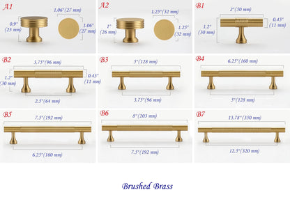 Brass Fluted Cabinet Pulls, Classic Wardrobe Handles, Kitchen Hardware, Black Gold Bronze