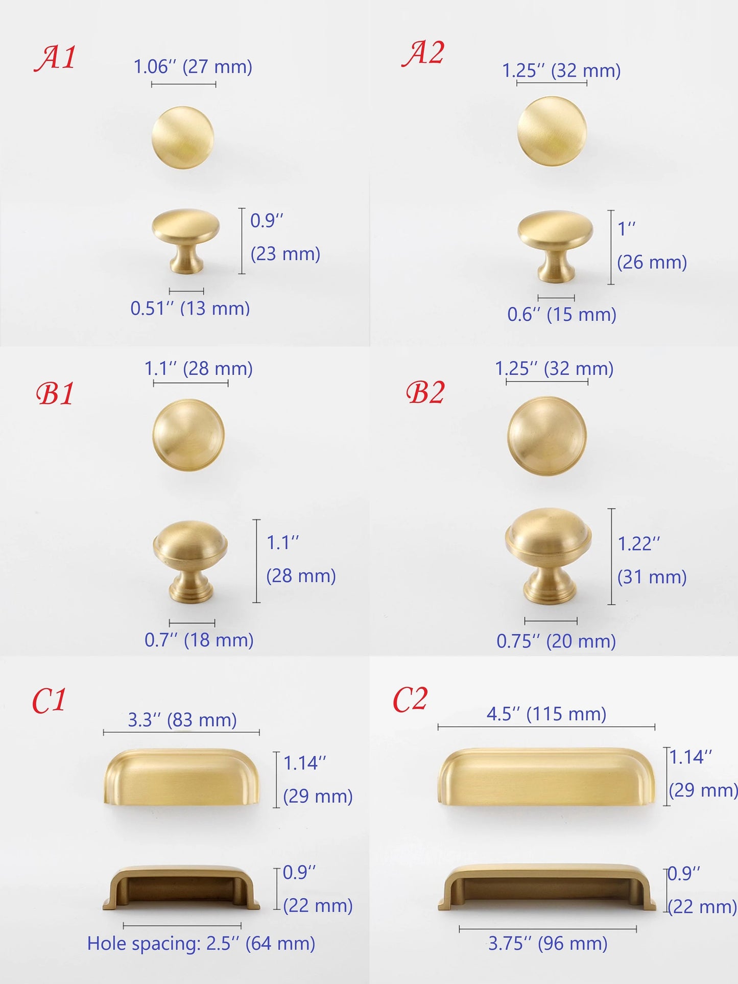 Brass Cup Drawer Pulls 2.5" 3.75" - 6 Finishes | LynnsHardware