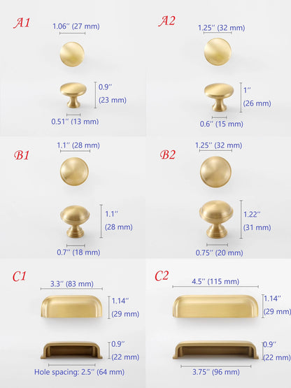Brass Cup Drawer Pulls 2.5" 3.75" - 6 Finishes | LynnsHardware