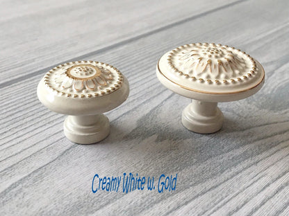 Shabby Chic Sunflower Drawer Pull, Floral Cabinet Knob, Antique Silver Bronze White Gold Copper Black