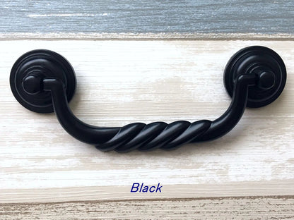 4.5" Antique Bronze Bail Drawer Pulls, Vintage Style,  Antique Pewter, Black