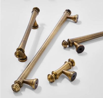 Brass T-shaped Bar Cabinet Pulls, Drawer Knobs, Antique Bronze, Kitchen Hardware