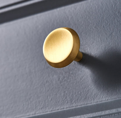 Brass Circle Knobs, Brushed Gold, Modern Kitchen Cabinet Hardware