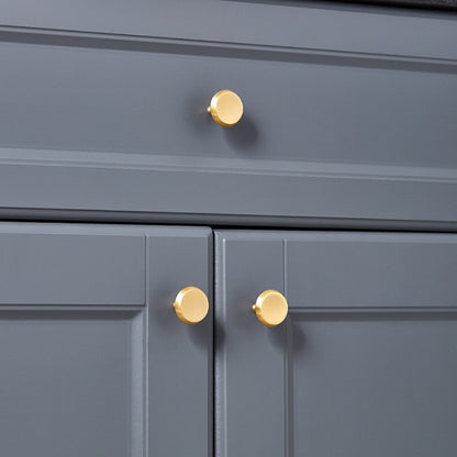 Brass Circle Knobs, Brushed Gold, Modern Kitchen Cabinet Hardware
