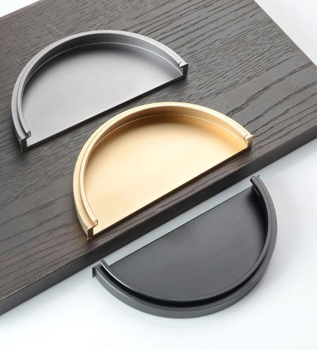 Half Moon Recessed Flush Cabinet Pull Handle - 4 Finishes