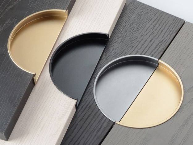 Half Moon Recessed Flush Cabinet Pull Handle - 4 Finishes