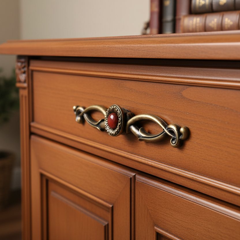 Vintage Resin Gem & Antique Brass Cabinet Pull Knobs - LynnsHardware