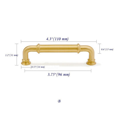 3.75" 5" Solid Brass Cabinet Handles in Brushed Gold | MCM Kitchen Hardware
