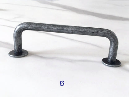 Antique Pewter Cabinet Pulls, D-shaped Drawer Handles, Rustic Kitchen Hardware