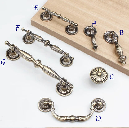 2.5" 3.75" 5" Antique Bronze Drawer Pulls Vintage Style