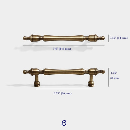 Brass Cabinet Handles Antique Bronze Drawer Pulls, 96 128 160 mm centers