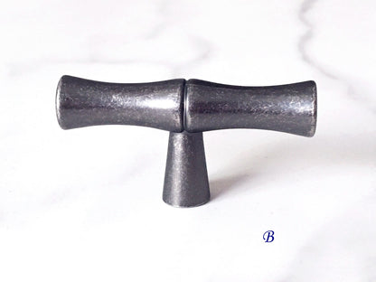 Antique Pewter Bamboo Cabinet Pulls and Drawer Knobs