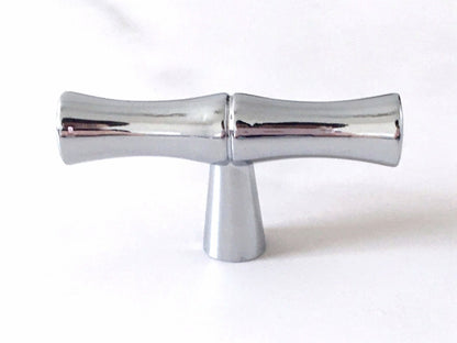 Bamboo Cabinet Pulls and Drawer Knobs, Polished Chrome Silver, Modern Kitchen Hardware