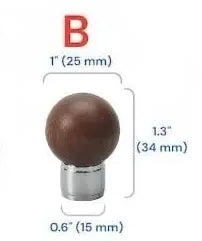 Walnut & Brass Chrome Cabinet Drawer Pull, Modern Japandi Kitchen Hardware