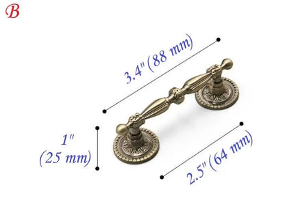 Victorian Antique Bronze Cabinet Handle -  2.5" 3.75" 5"