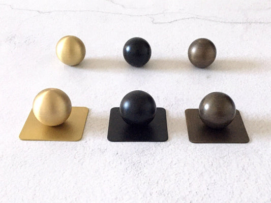 Ball Brass Knobs with Square Backplate