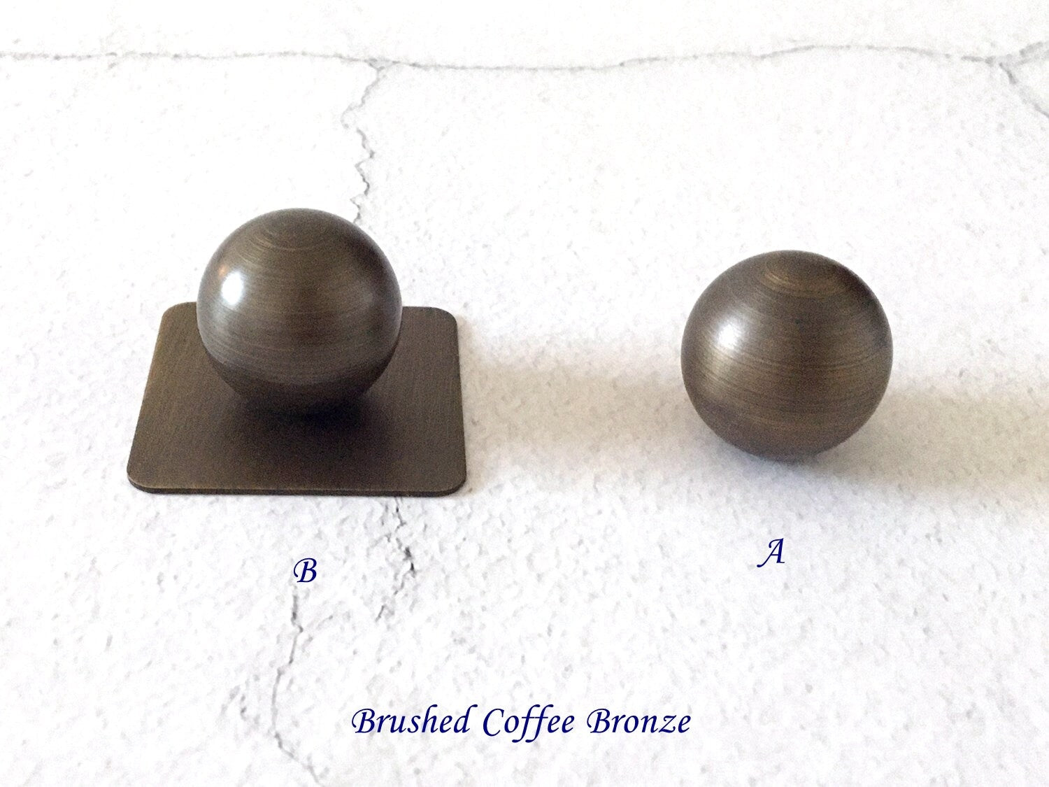 Ball Brass Knobs with backplate in Coffee Bronze
