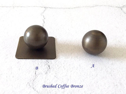 Ball Brass Knobs with backplate in Coffee Bronze