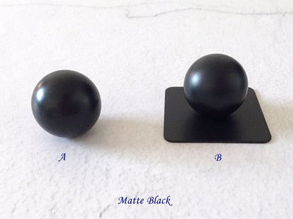 Ball Brass Knobs with backplate in Matte Black