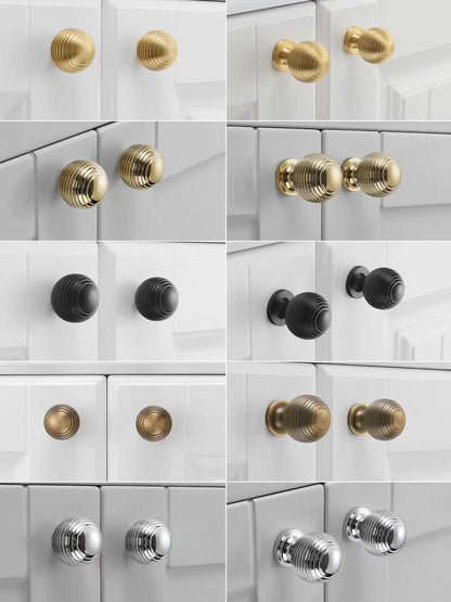 Beehive Brass Knobs Cabinet Hardware Ball Drawer Pulls Scandinavian Classic