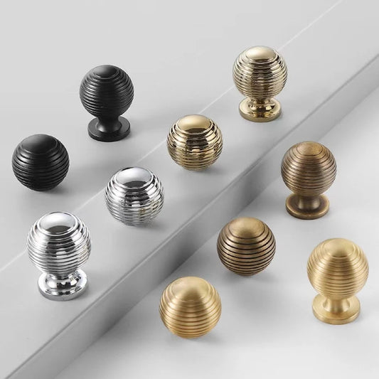 Beehive Brass Knobs Spherical Cabinet Pull Kitchen Hardware Mid Century Modern