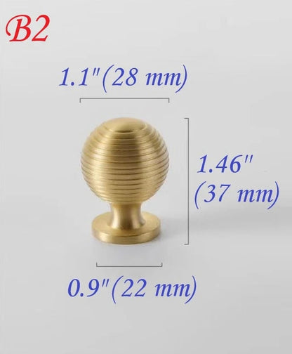 Beehive Drawer Knobs Brushed Brass Cabinet Pull Kitchen Hardware MCM