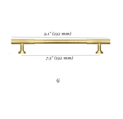 Brass Cabinet Pull Handles Fluted Gold Hardware 192 mm