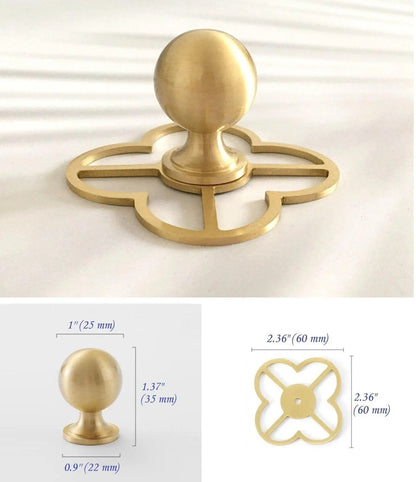 Brushed Gold Brass Ball Cabinet Knobs Backplate Dresser Drawer Pull Kitchen Hardware Mid Century Modern