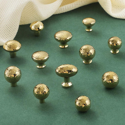 Hammered Brass Knobs Gold Drawer Pulls Egg Door Handle