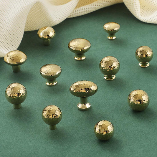 Hammered Brass Knobs Gold Drawer Pulls Egg Door Handle