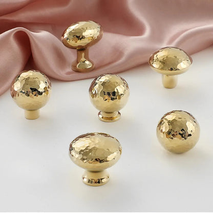 Hammered Brass Knobs Gold Drawer Pulls Egg Door Handle