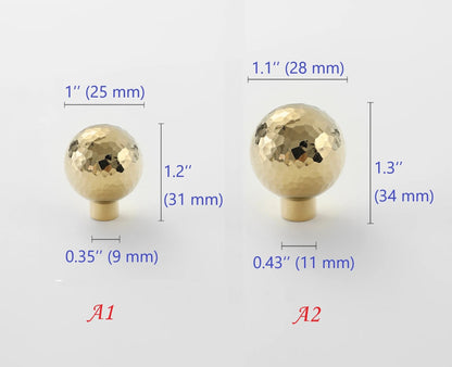 Hammered Brass Knobs Gold Drawer Pulls Egg Door Handle