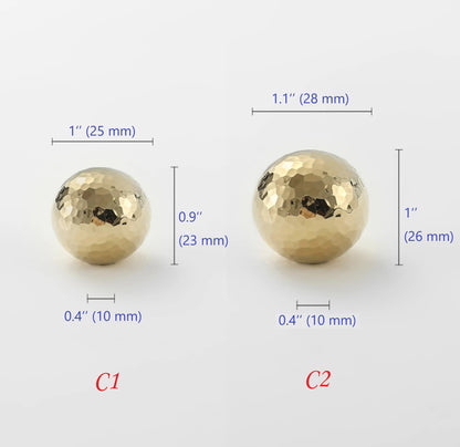 Hammered Brass Knobs Gold Drawer Pulls Egg Door Handle