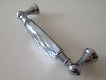 3.75" 5" Crystal Drawer Pull, Glass Cabinet Pulls, Gold Silver Modern Hardware