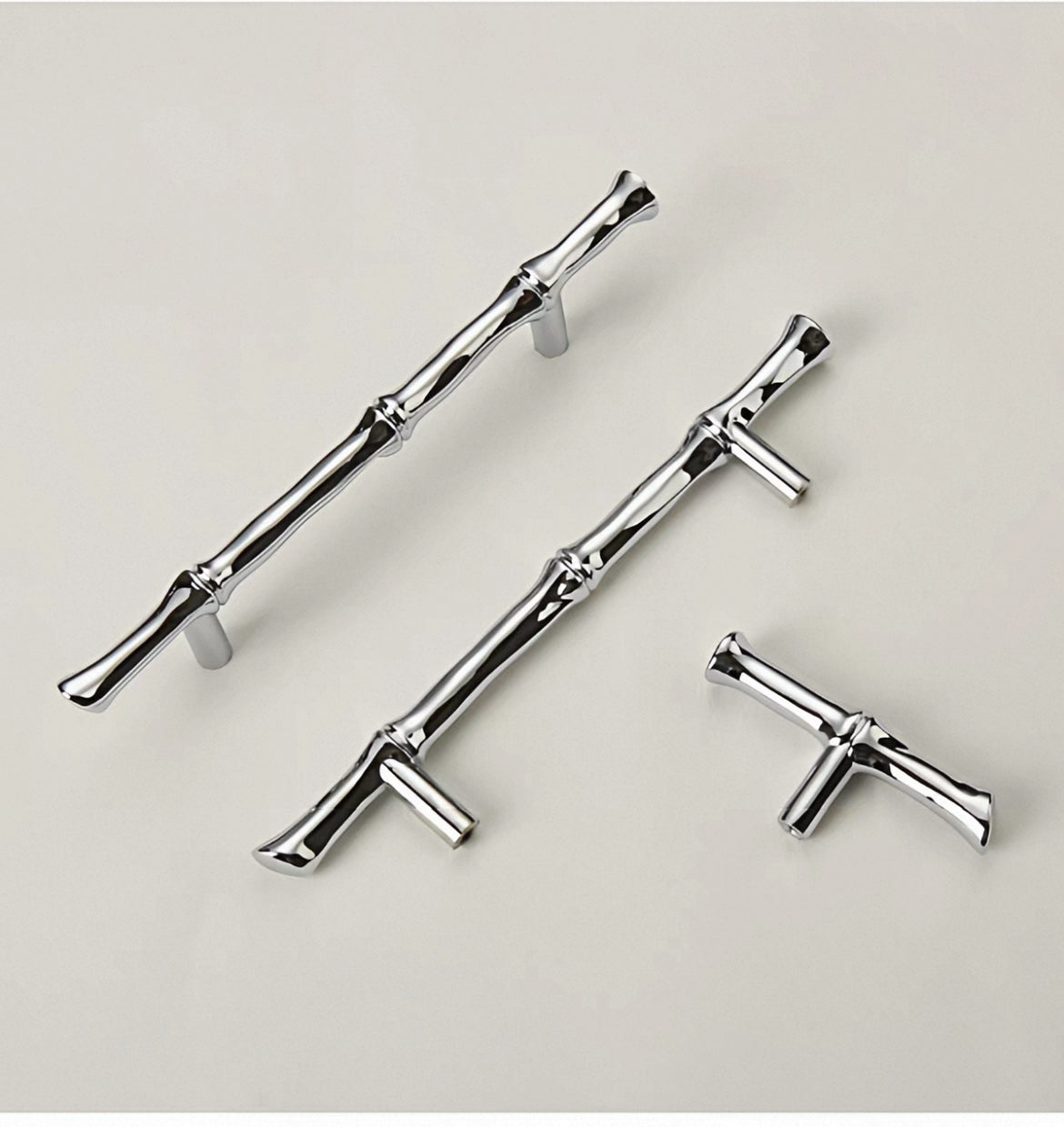 Polished chrome bamboo drawer handles for both modern and classic decor