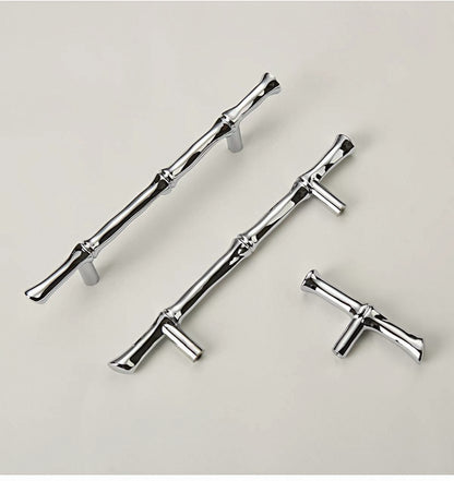 Polished chrome bamboo drawer handles for both modern and classic decor