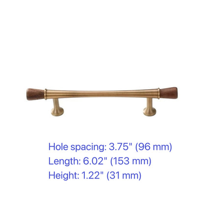 Wood & Brass Drawer Handle, Pendant Walnut Cabinet Pull, Japandi Kitchen Hardware